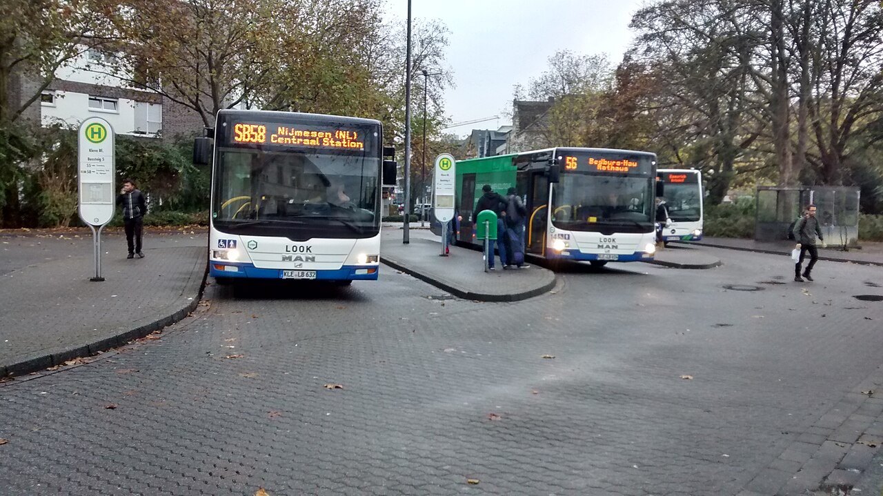 Buses at Kleve bus station.